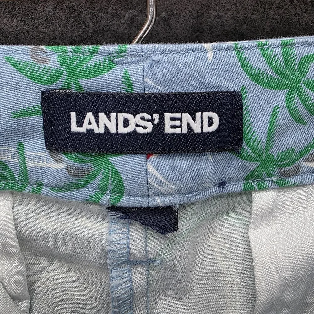 Lands' End Shorts Womens 18 Blue Chino Twill Cotton Spandex Pockets 7 Inseam